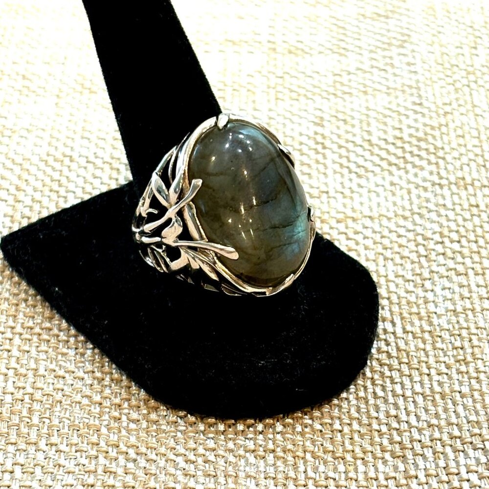 Sterling Silver  Labradorite Statement  Ring